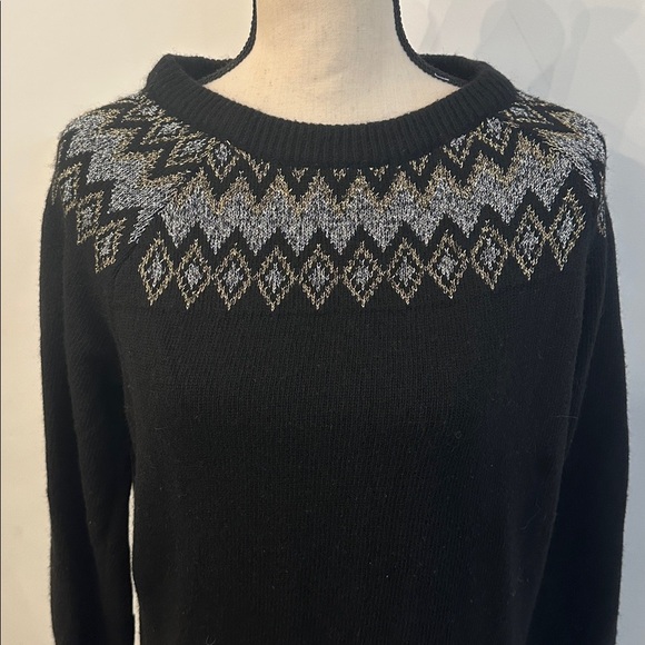 Cynthia Rowley Black Sweater Dress Nordic Alpaca Wool blend Mini L - Picture 2 of 6